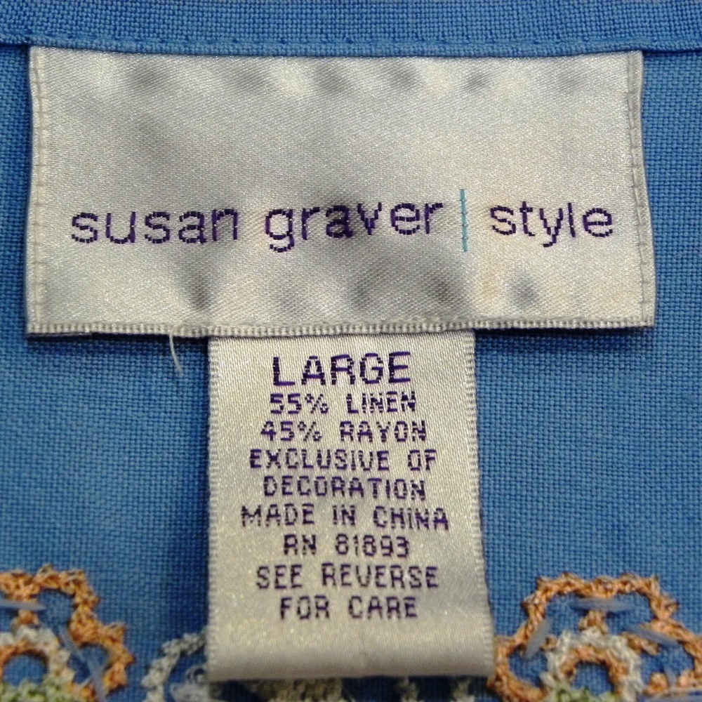 Ladies' Susan Graver Blouse, LINEN BLEND, LIKE NEW, size L - Picture 4 of 8